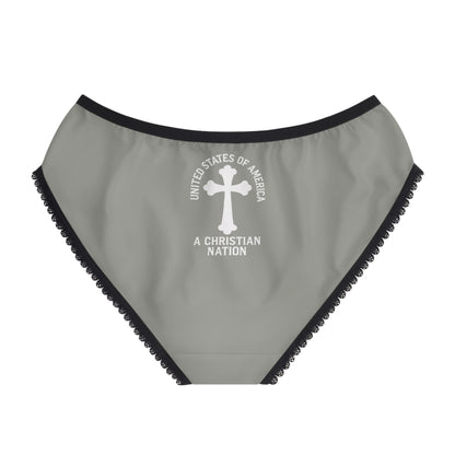 "USA - A Christian Nation" #04, Women's Briefs (Old Church Slate Grey)
