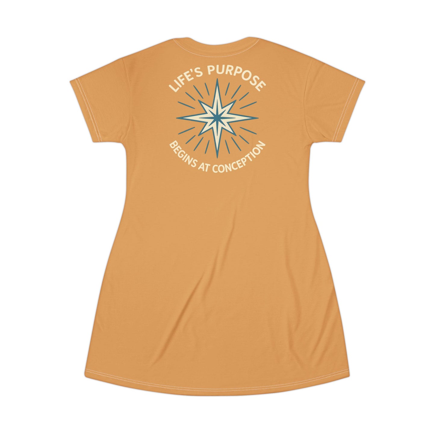 "Life's Purpose Begins at Conception #01", T-Shirt Dress (Earth Brown)