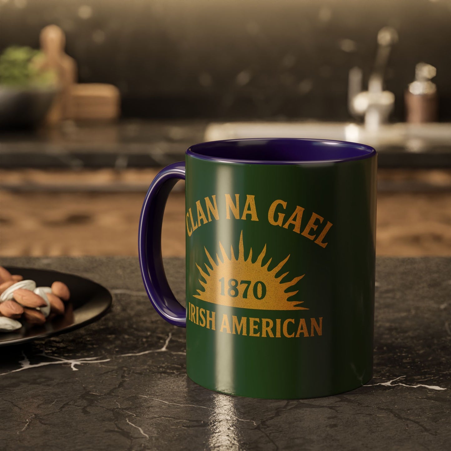 "Clan na Gael - Irish American", Colorful Mugs (11oz, 15oz) (Brithemain Green)