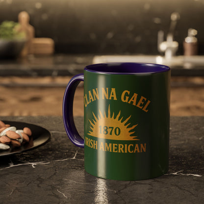 "Clan na Gael - Irish American", Colorful Mugs (11oz, 15oz) (Brithemain Green)