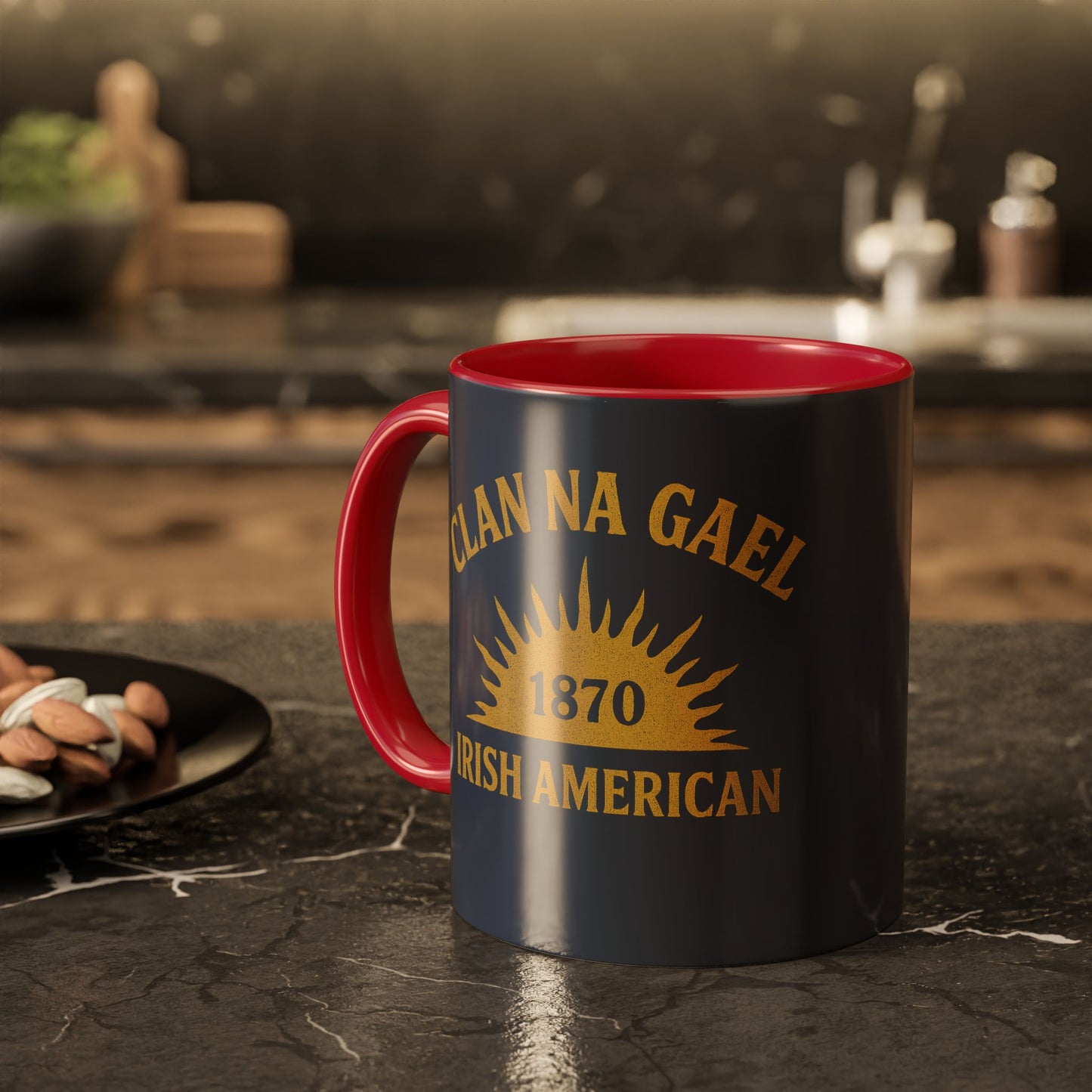 "Clan na Gael - Irish American", Colorful Mugs (11oz, 15oz) (Blue Burka Grey)