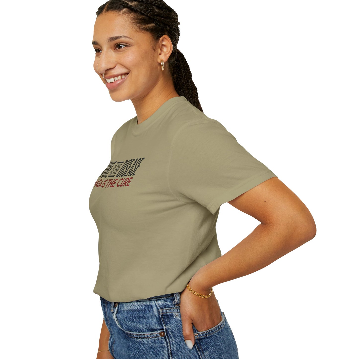 "Woke is the Disease - Maga is the Cure", Unisex T-shirt