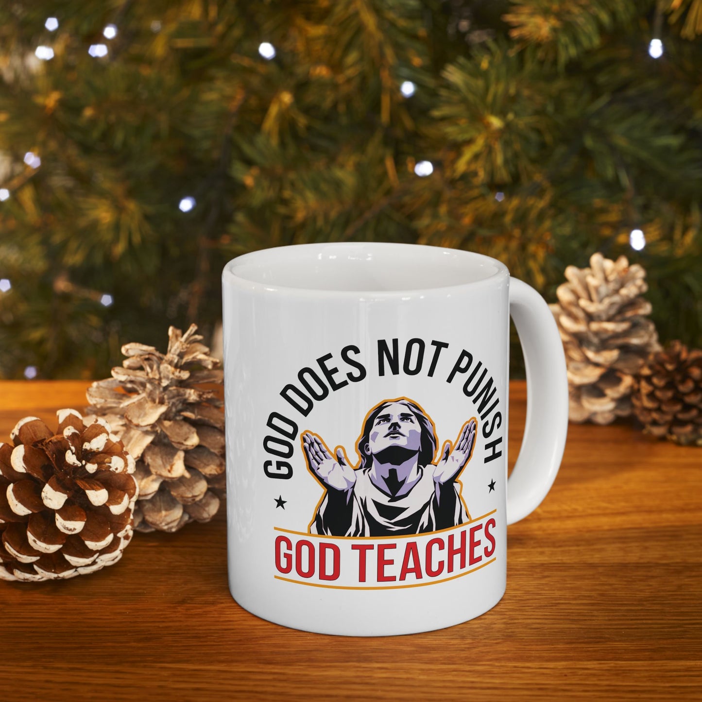 "God Does Not Punish - God Teaches" #01, White Mug (11oz & 15oz)