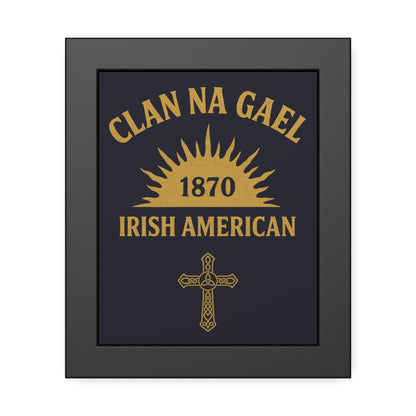 "Clan na Gael - Irish American", Framed Paper Poster (Black Rock Blue)