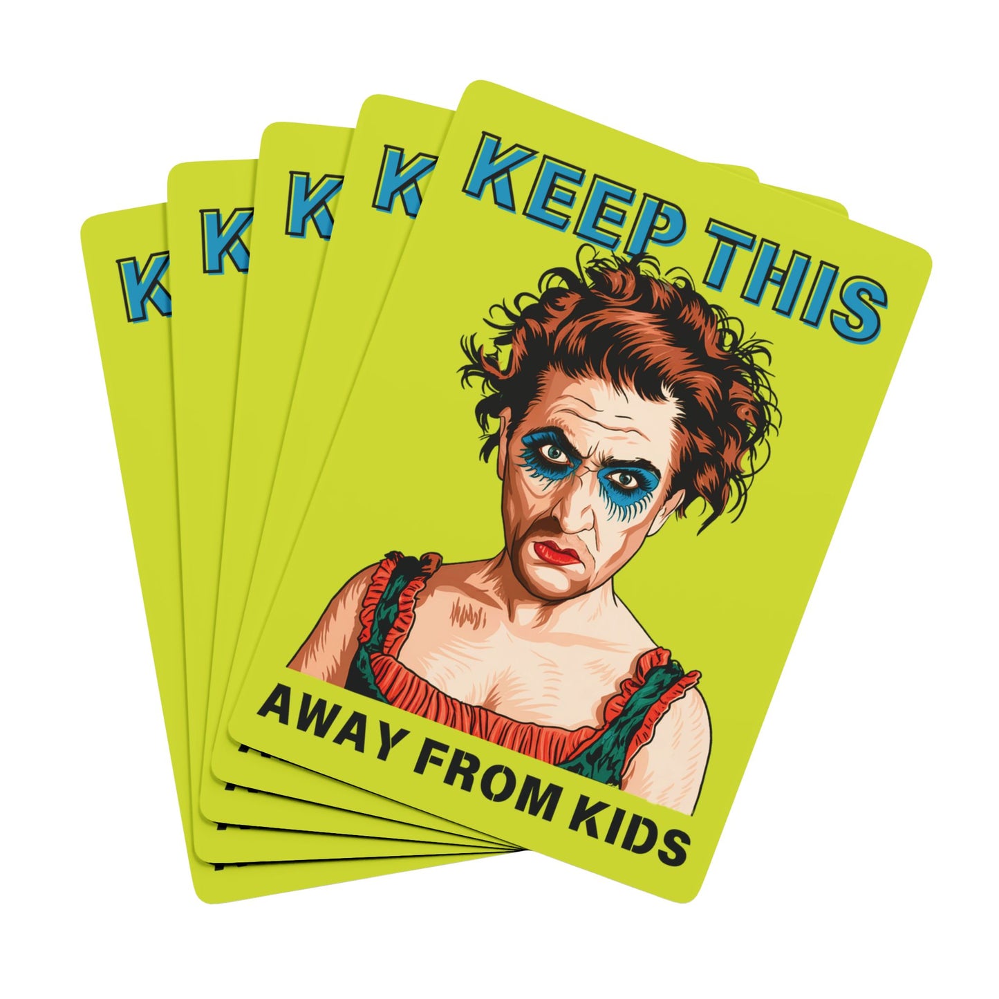 "Keep This Away from Kids", Cultural Playing Cards (Chartreuse Yellow)