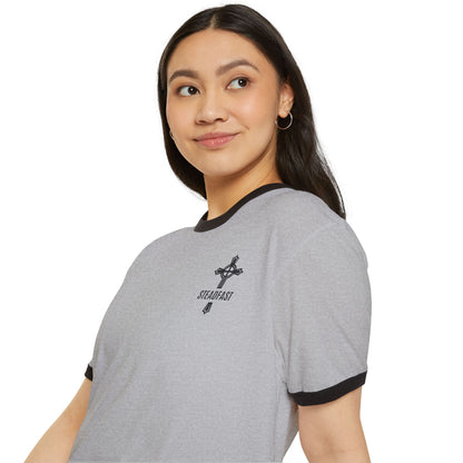 "Steadfast Cross", Unisex Cotton Ringer T-Shirt