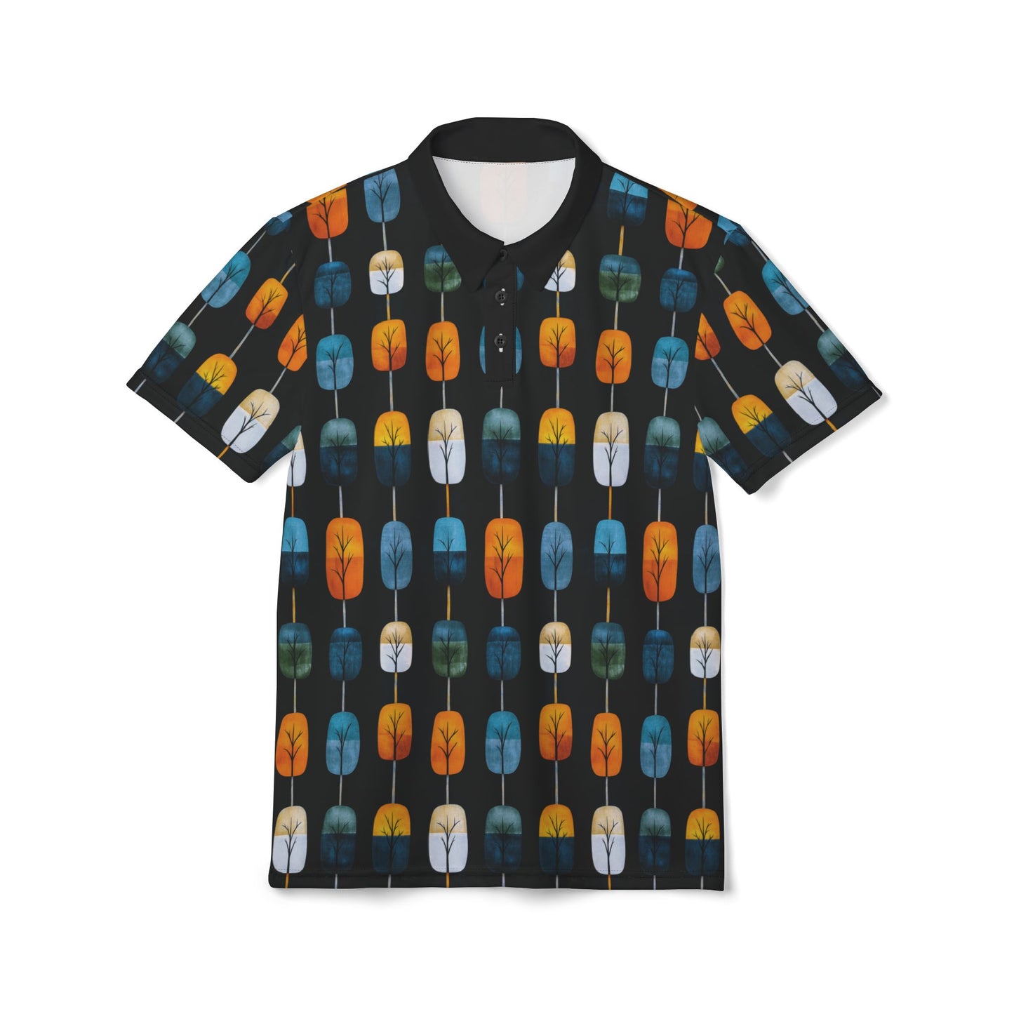 "Skyroot Grove", Unisex Polo Shirt (Black Collar)