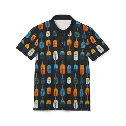 "Skyroot Grove", Unisex Polo Shirt (Black Collar)