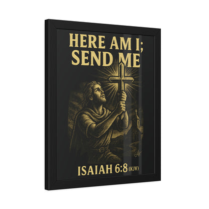 "Isaiah 6:8 (KJV)", Framed Paper Poster (Shadow Black)