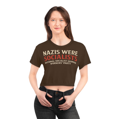 "Nazis were Socialists", Wearable Pattern Art Crop Tee (Dark Chocolate Brown)
