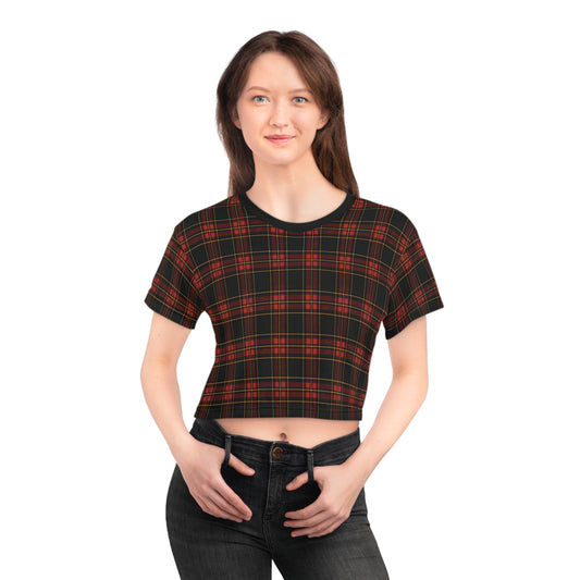 "Kilmor Gallóglach Tartan", Crop Tee (Gallóglach Black Collar)