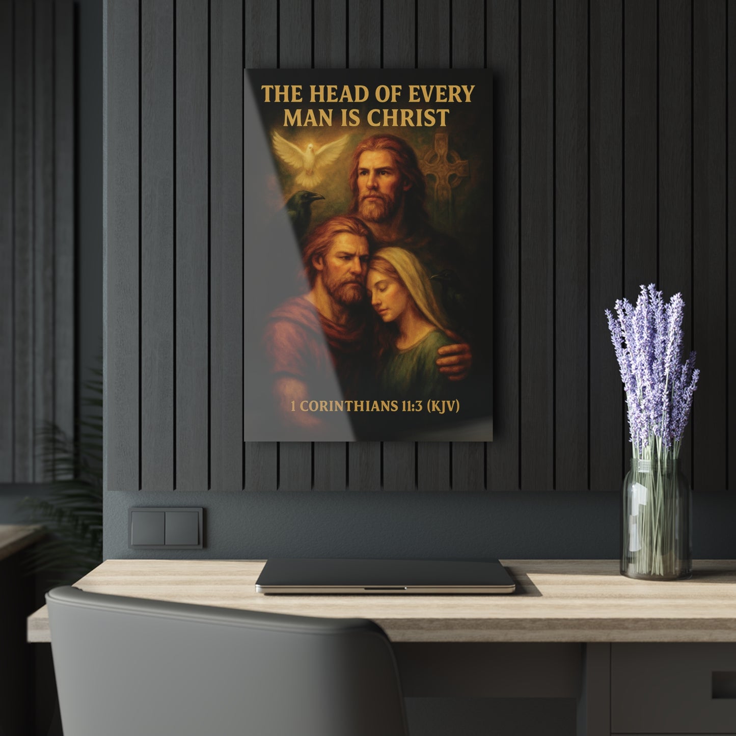 "1 Corinthians 11:3 (KJV)", Acrylic Wall Prints (French Cleat Hanging) (Shadow Black)