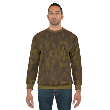 "Swamp Recon Camouflage", Unisex Sweatshirt (Bogbrush Olive Cuffs and Collar)