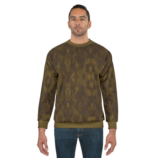 "Swamp Recon Camouflage", Unisex Sweatshirt (Bogbrush Olive Cuffs and Collar)