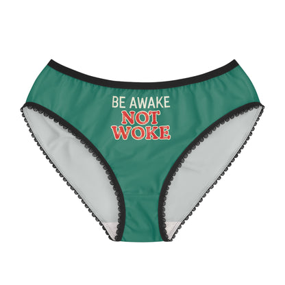 "Be Awake Not Woke" #10, Women's Briefs (Ocean Green)