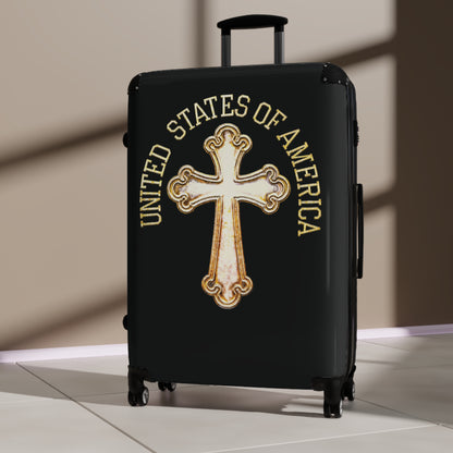 "USA Gold Cross" Suitcases (Black)