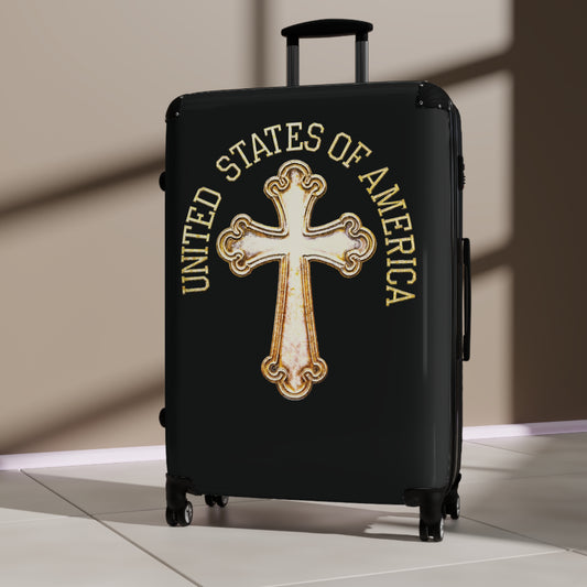 "USA Gold Cross" Suitcases (Black)