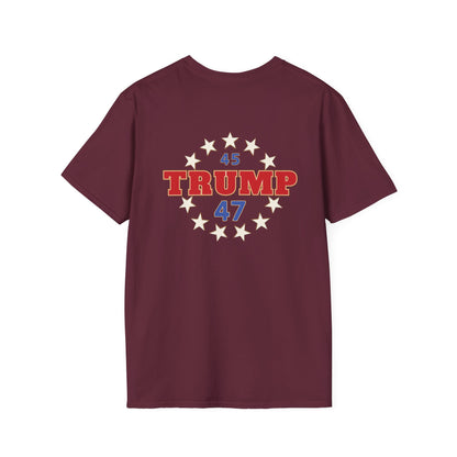 "Trump 45-47 Circle of Stars", Unisex Softstyle T-Shirt