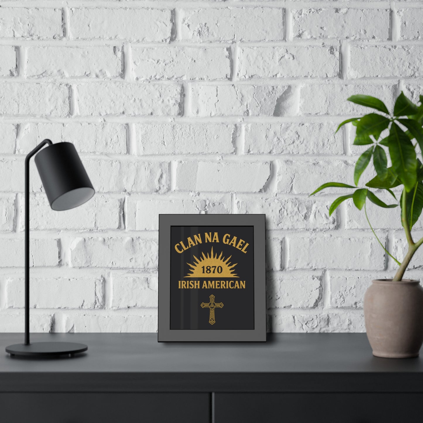 "Clan na Gael - Irish American", Framed Paper Poster (Raven Black)