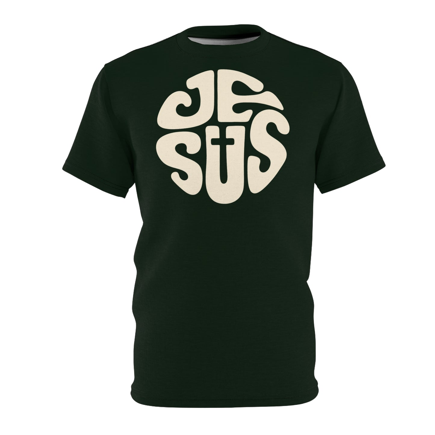 "Retro Jesus", Unisex T-shirt (Dark Woodland)