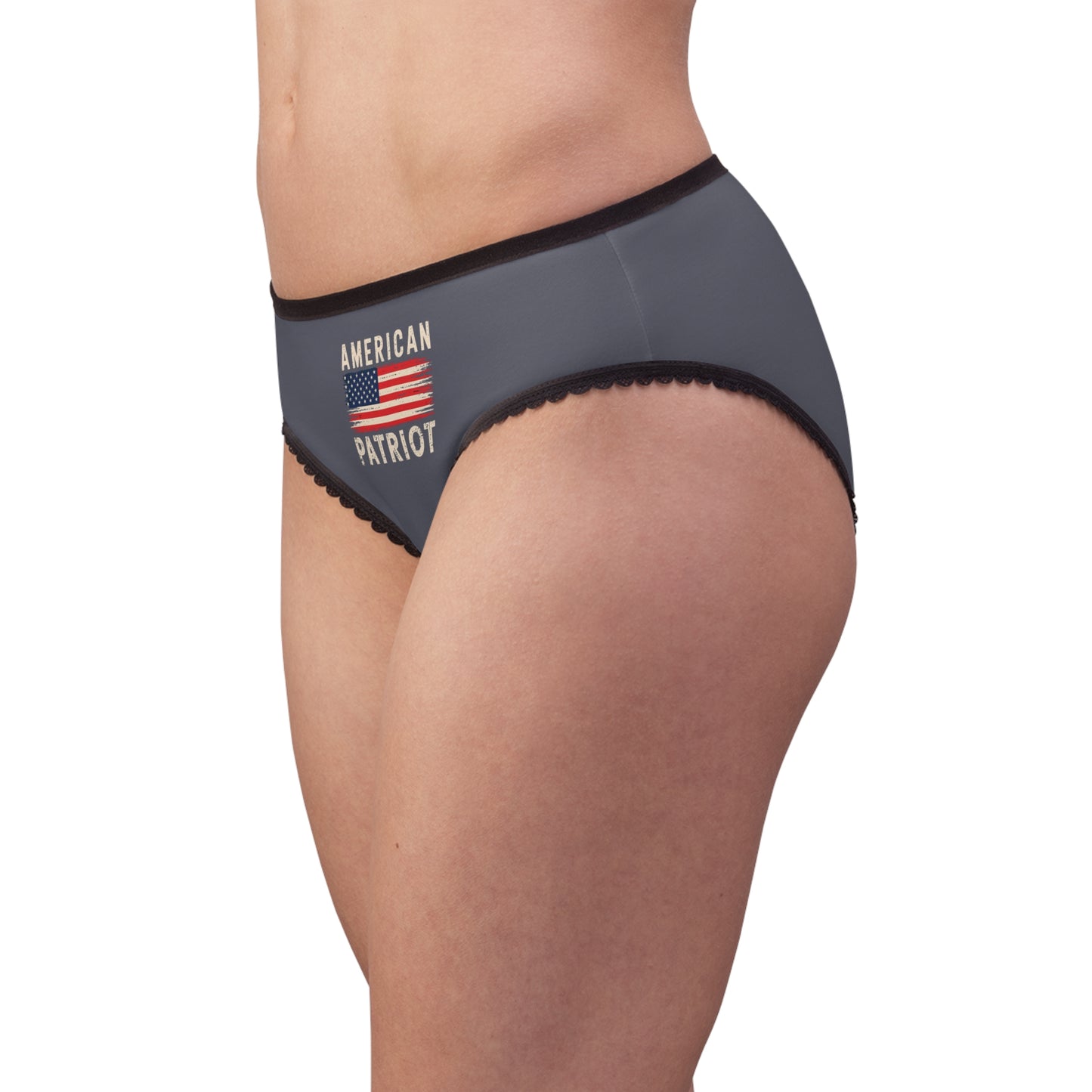 "American Patriot" with Flag #02, Women's Briefs (Dolphin Grey)