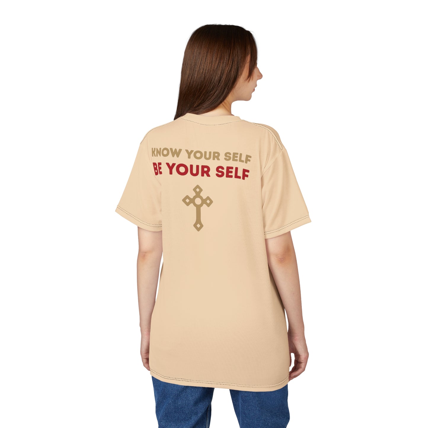 "Know Your Self", Unisex T-shirt (Cantaloupe Cream)