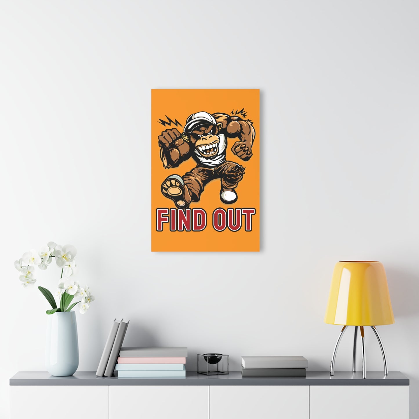 "Find Out", Acrylic Wall Prints (French Cleat Hanging) (Goldfish Orange)