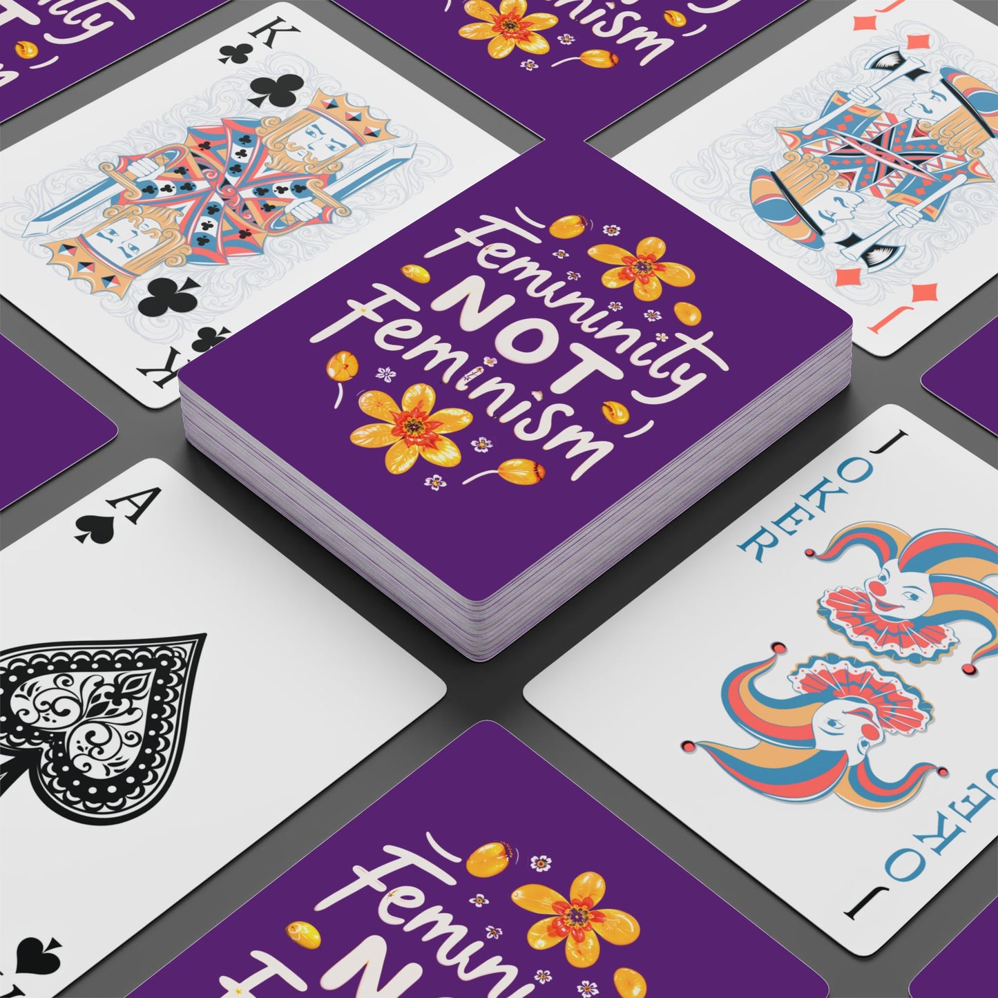 "Femininity not Feminism" #02, Hand-style Art Playing Cards (Vesper Violet)