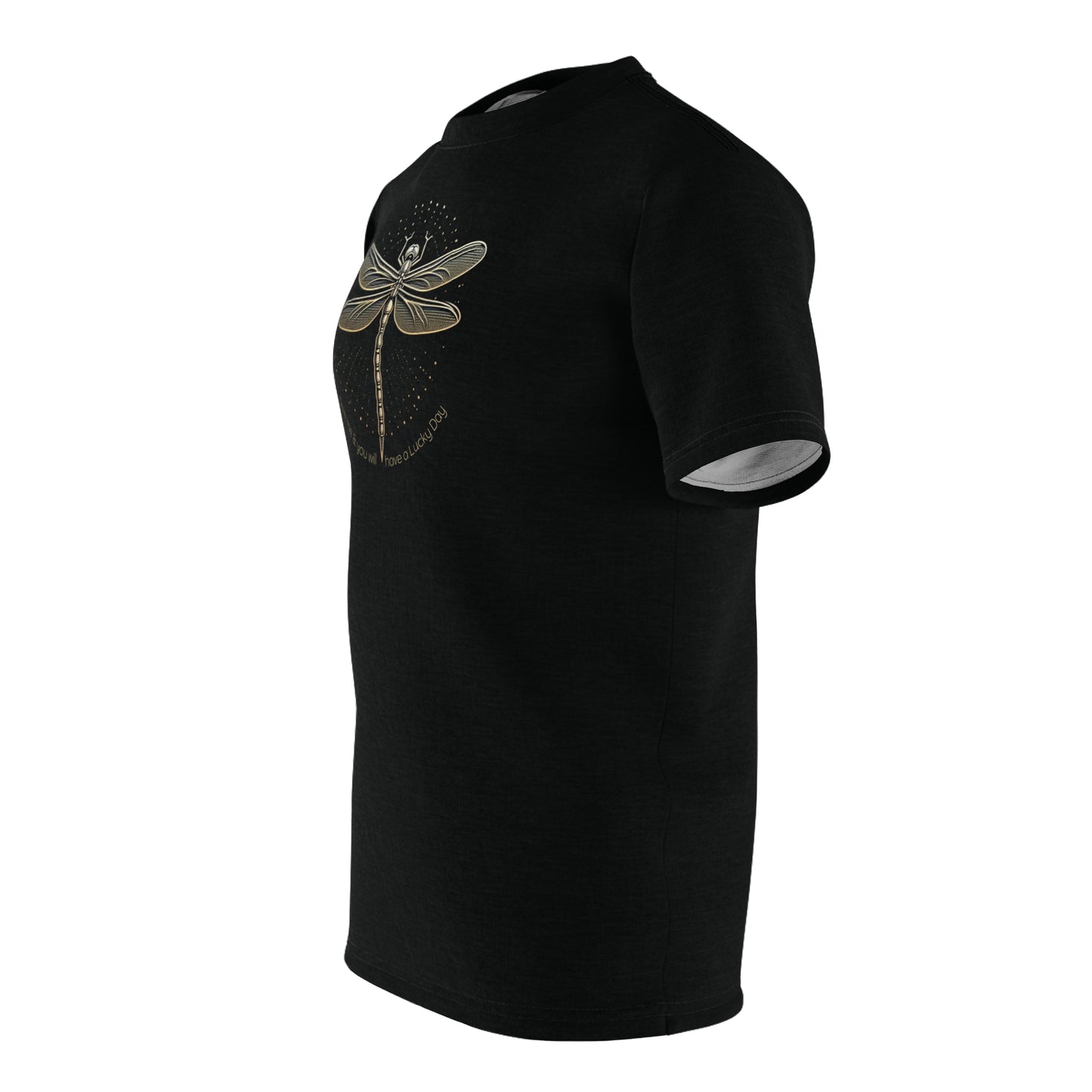 "Lucky Day Dragonfly", Wearable Fine Art Unisex T-shirt (Peatshadow Black)