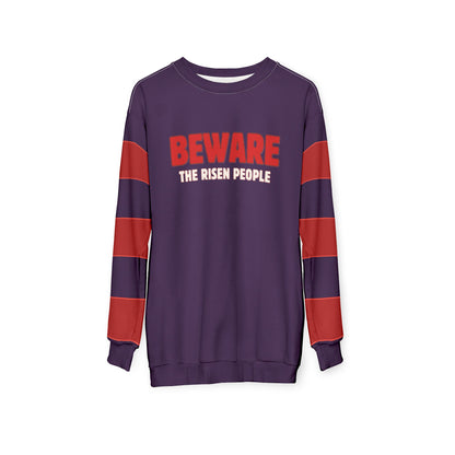 "Beware the Risen People", Unisex Sweatshirt (Red Tint Purple)