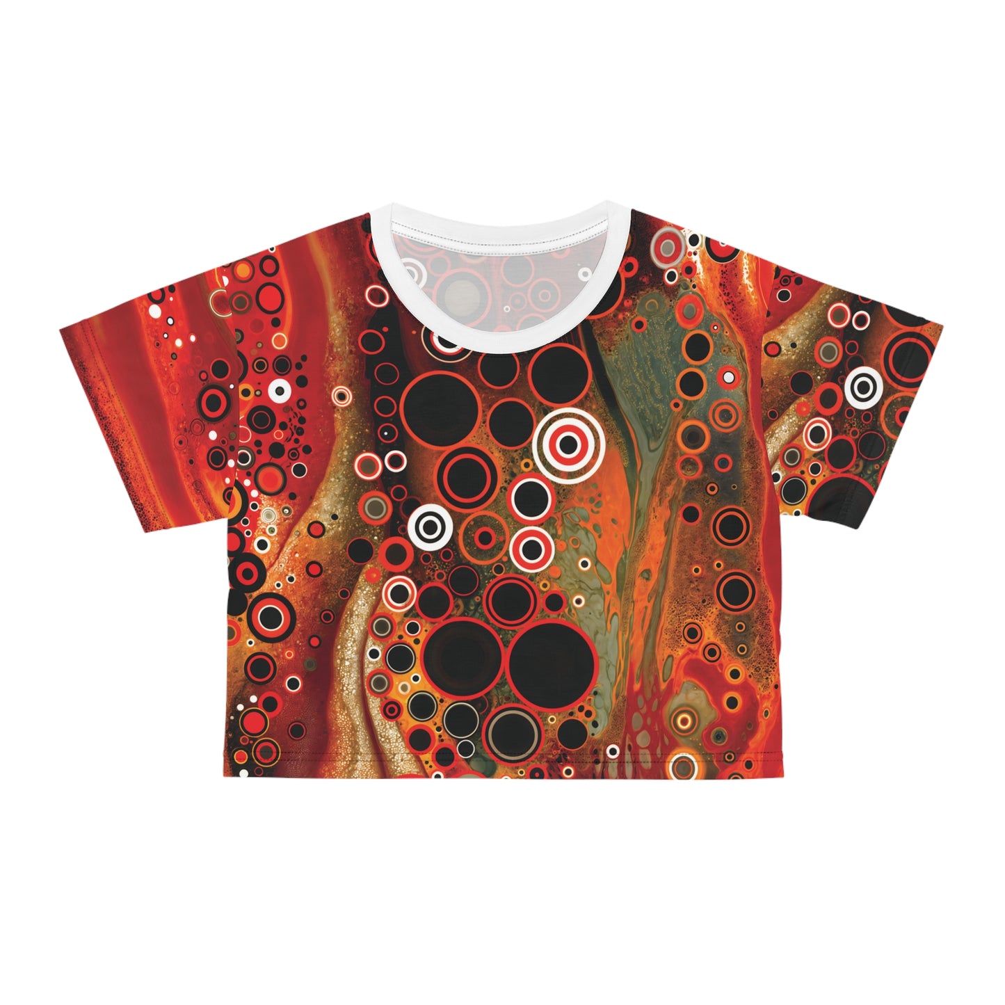 "Abstract #08", Wearable Fine Art Crop Tee (Frost White Collar)