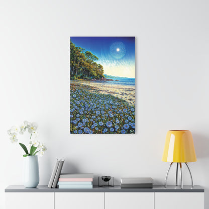 "Azure Petals on Silver Shore", Fine Art Acrylic Wall Prints (French Cleat Hanging)