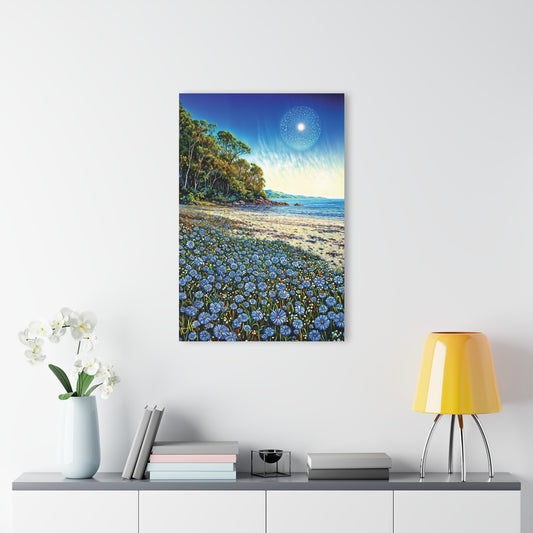 "Azure Petals on Silver Shore", Fine Art Acrylic Wall Prints (French Cleat Hanging)