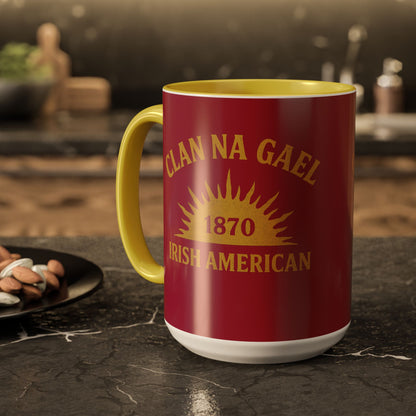 "Clan na Gael - Irish American", Colorful Mugs (11oz, 15oz) (Fénechas Red)