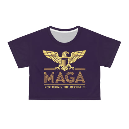 "MAGA - Restoring the Republic", Crop Tee (Academic Purple)