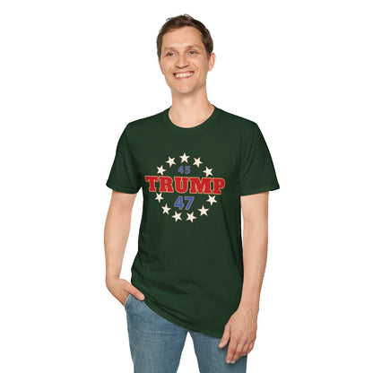 "Trump 45-47 Circle of Stars", Unisex Softstyle T-Shirt