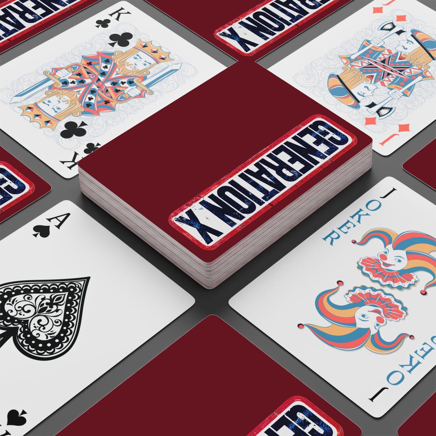 "Generation X", Retro Playing Cards (Dark Cherry Red)