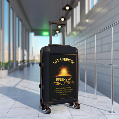 "Life's Purpose, Psalm 139:14", Suitcase (Black Denim)