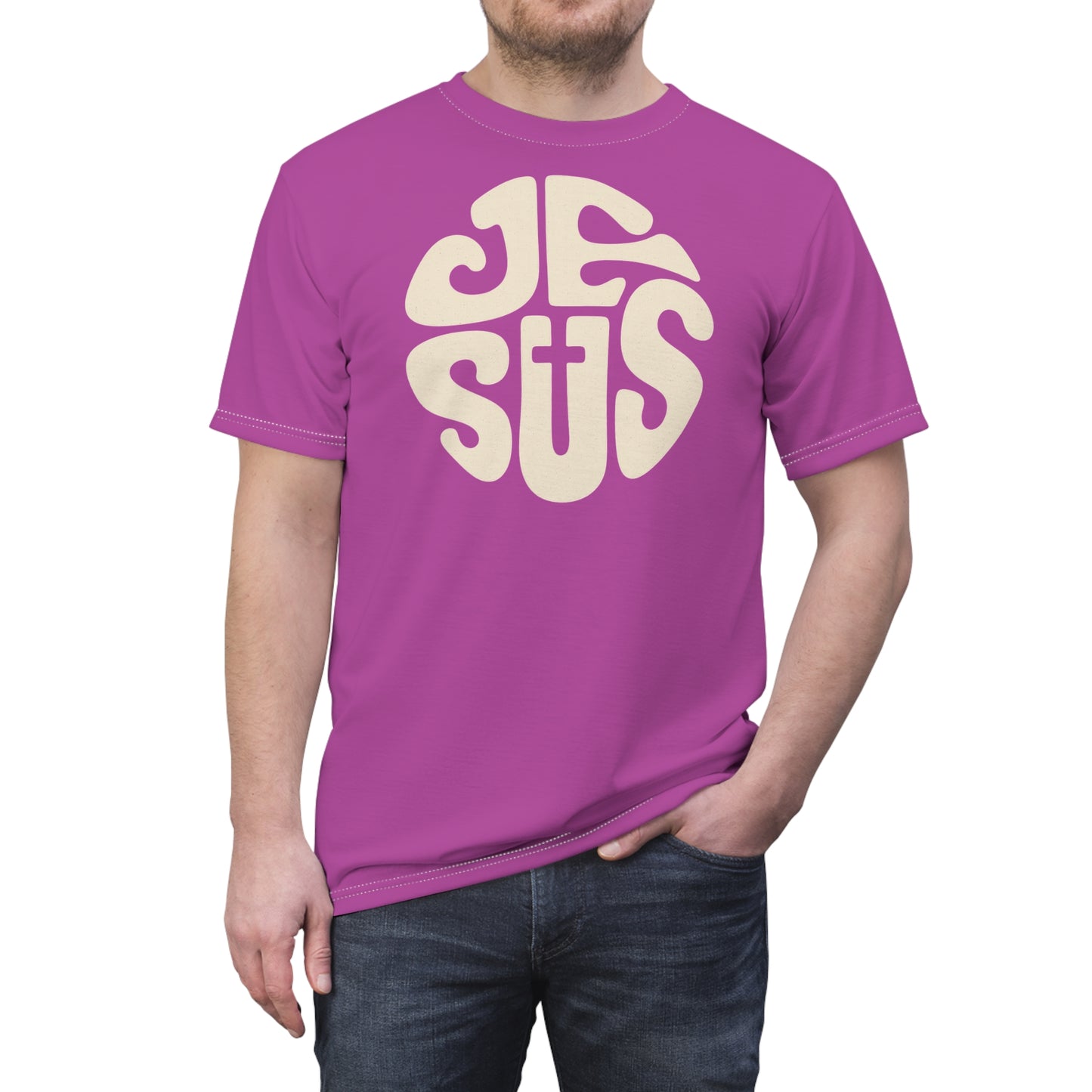 "Retro Jesus", Unisex T-shirt (Fuchsia)