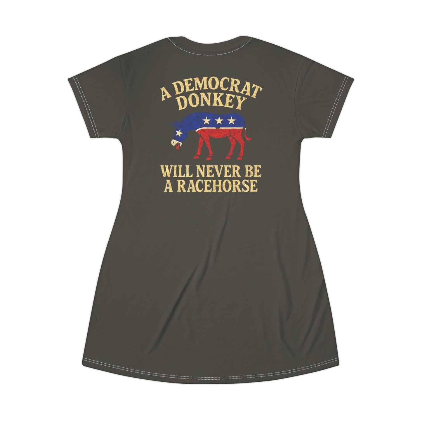 "A Democrat Donkey", T-Shirt Dress (Zambeze Plains Grey)