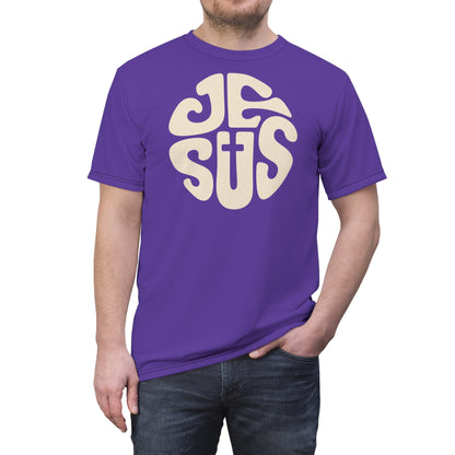 "Retro Jesus", Unisex T-shirt (Purple Heart)