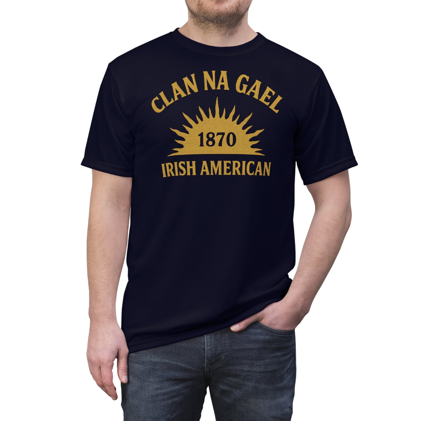 "Clan na Gael - Irish American", Unisex T-shirt (Black Rock Blue)
