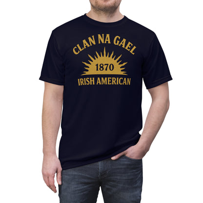 "Clan na Gael - Irish American", Unisex T-shirt (Black Rock Blue)