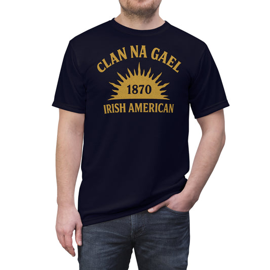 "Clan na Gael - Irish American", Unisex T-shirt (Black Rock Blue)