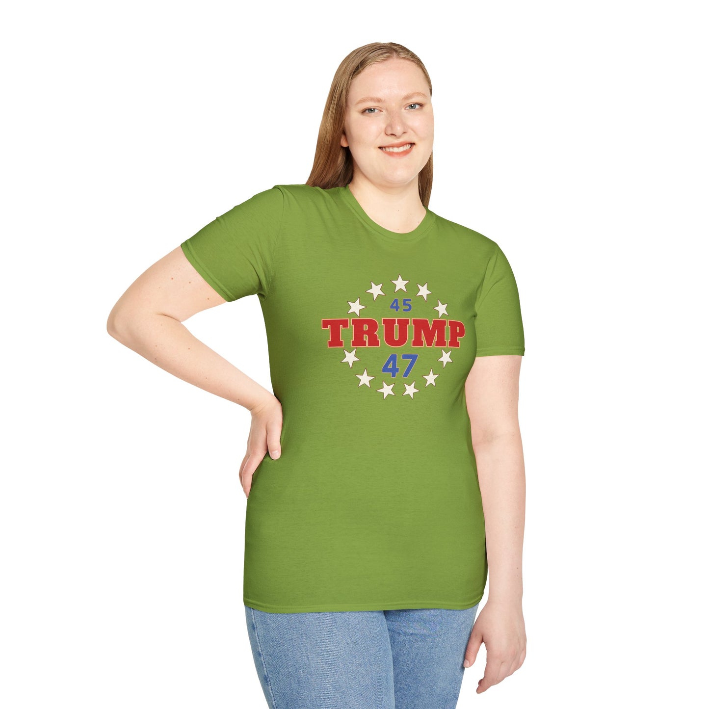 "Trump 45-47 Circle of Stars", Unisex Softstyle T-Shirt