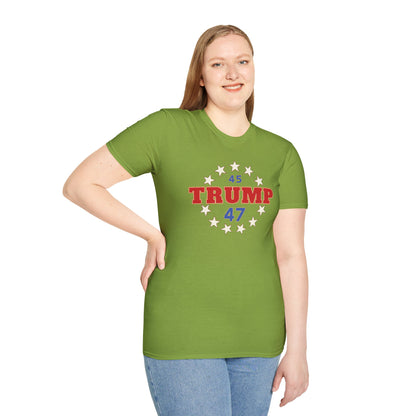"Trump 45-47 Circle of Stars", Unisex Softstyle T-Shirt