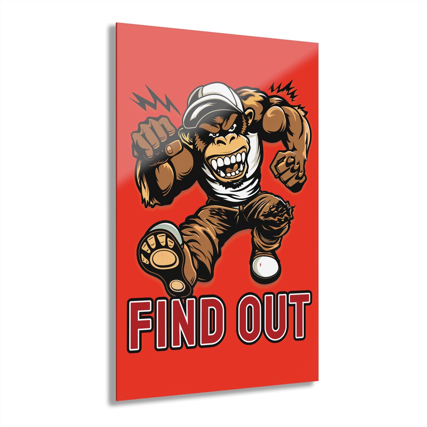"Find Out", Acrylic Wall Prints (French Cleat Hanging) (Ferrari Red)