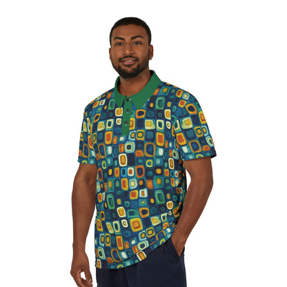 "Soul Mosaic", Unisex Polo Shirt (Dark Green Collar)