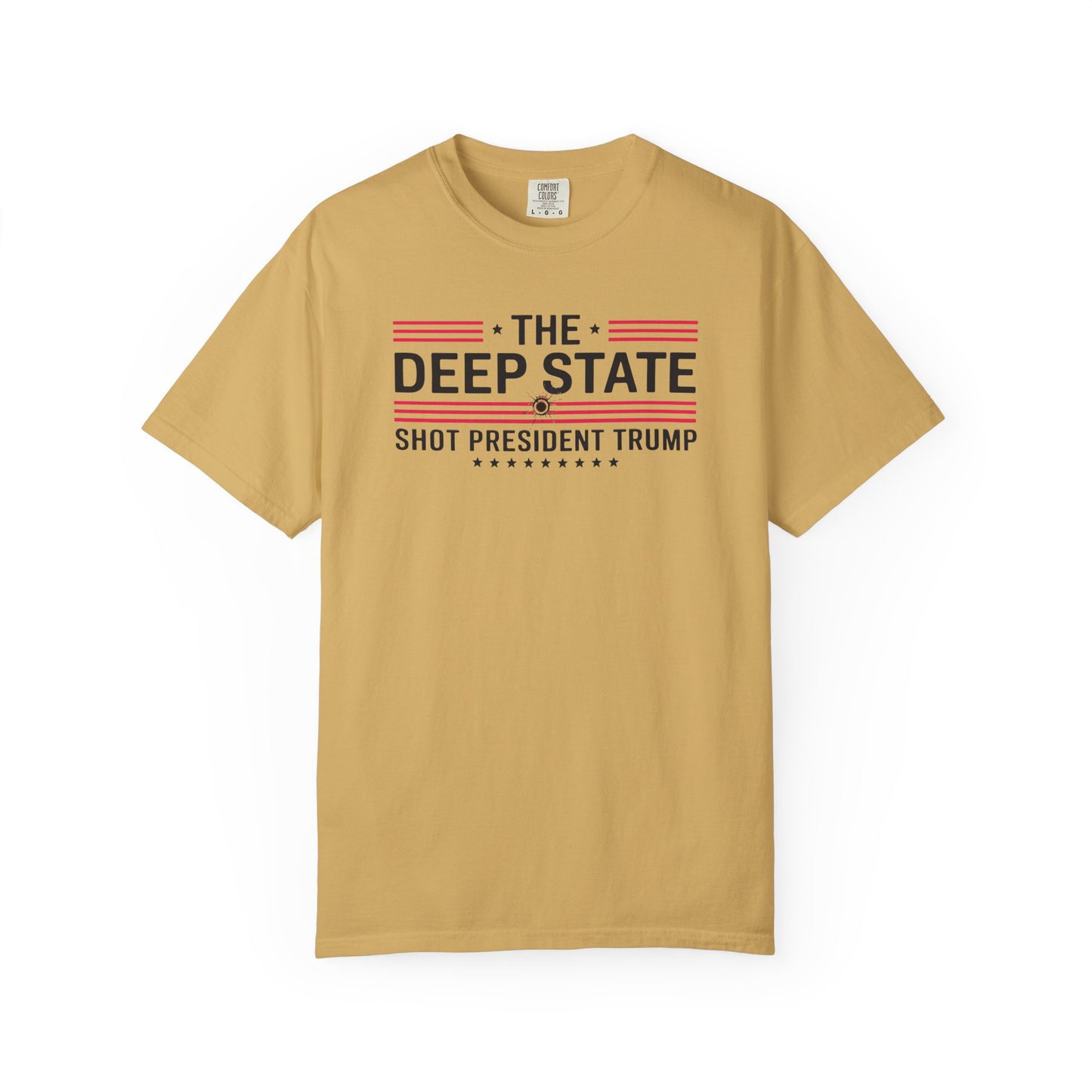 "The Deep State Shot President Trump" #02, Unisex White T-shirt