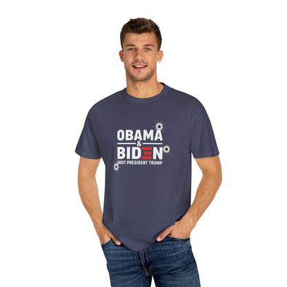 "Obama & Biden Shot President Trump", Unisex Black T-shirt